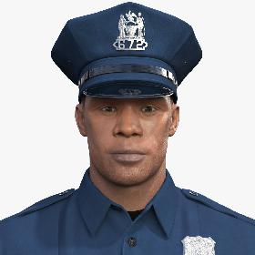 African American NYPD Cop Rigged Fur 3D model